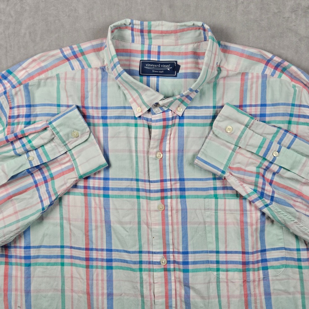 Vineyard‎ Vines Button Down Shirt Mens 3XB Multi Color Plaid Pocket Preppy